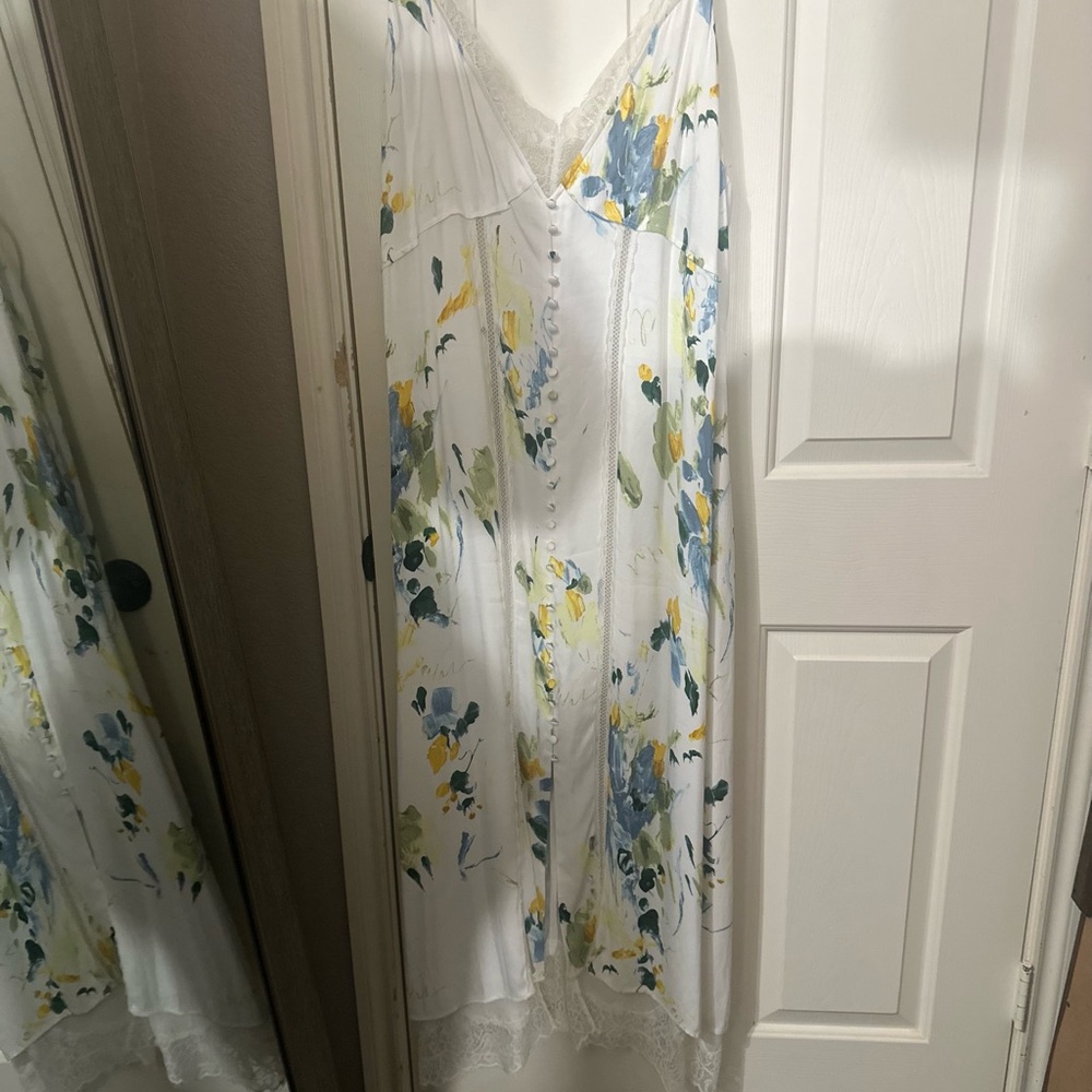 Anthropologie White Floral Lace Nightgown